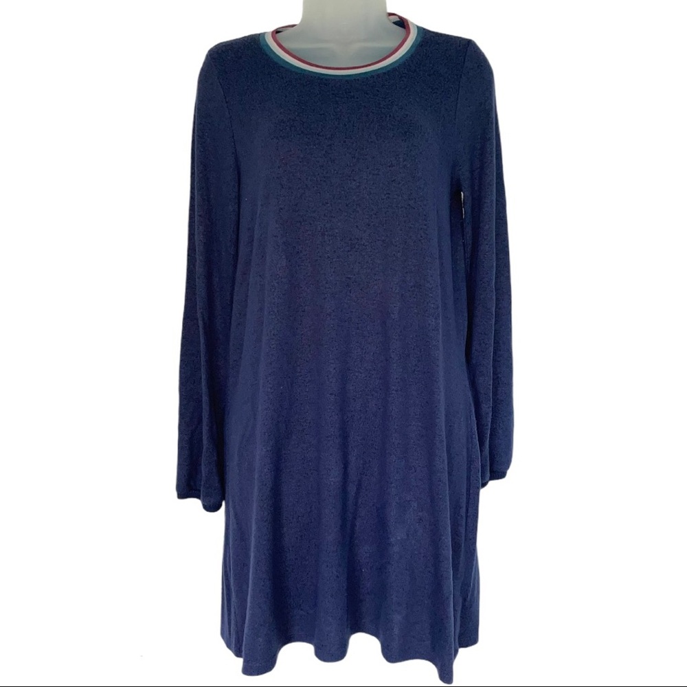 Navy Blue Long Sleeve Dress Fall Winter Soft